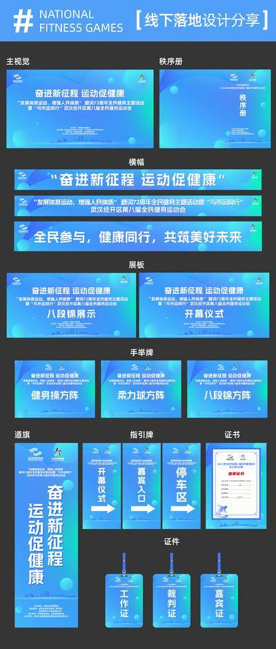【南门网dcpsd.com】物料设计 运动 全名健身 健康 指示牌 工作证 手册 道旗 展板 活动 蓝色