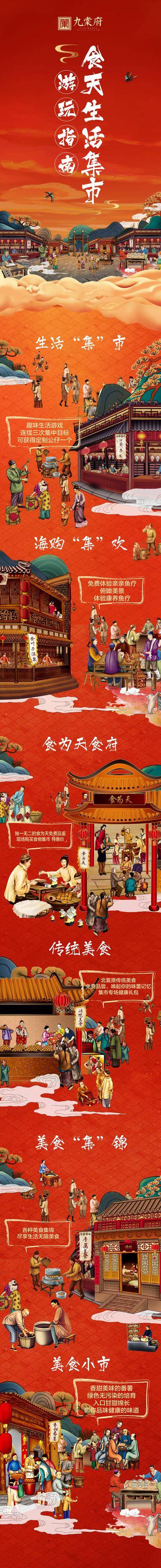 【南门网dcpsd.com】专题设计 长图 地产 年货大街 国潮 插画 集市