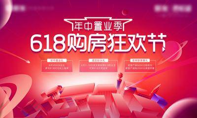 【南门网dcpsd.com】背景板 活动展板 房地产 618 购房节 活动 三重礼 主KV
