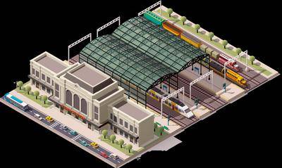 南门网 背景板 插画 城市 火车 活动展板 高铁站 交通 高铁 建筑