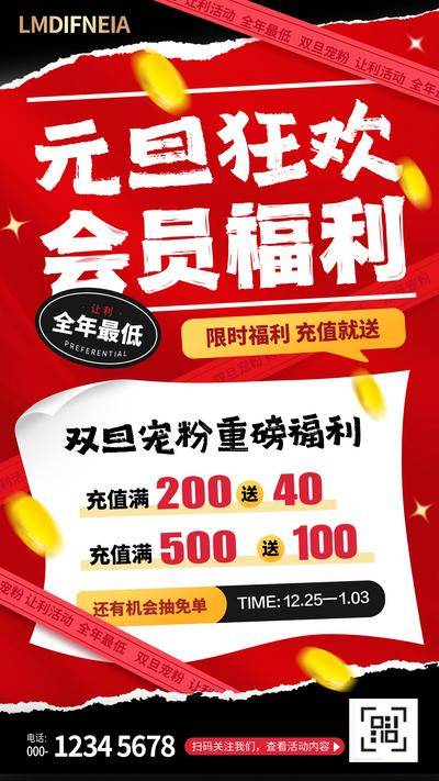 【南门网dcpsd.com】海报 圣诞 元旦 促销 商超促销 满减 打折 会员福利 充值送 满减 抽免单