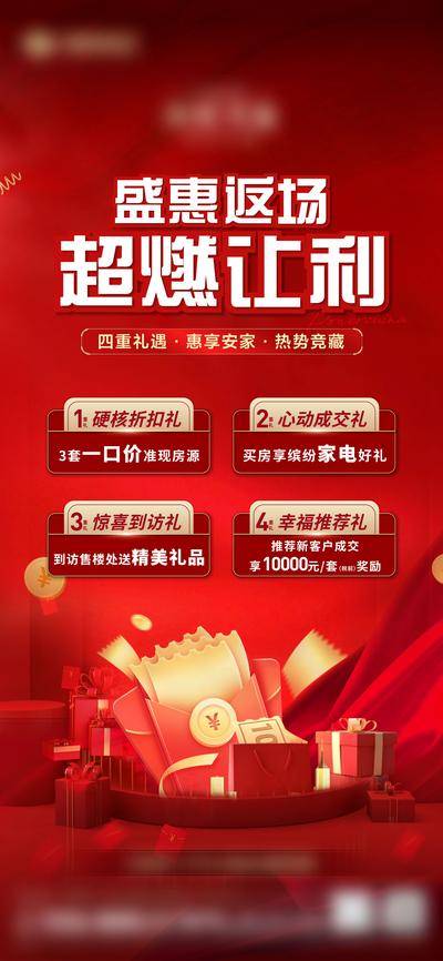 南门网 海报 地产 优惠 让利 礼品 红金