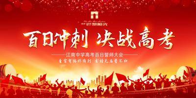 南门网 背景板 活动展板 房地产 高考加油 决战 誓师大会 红金 
