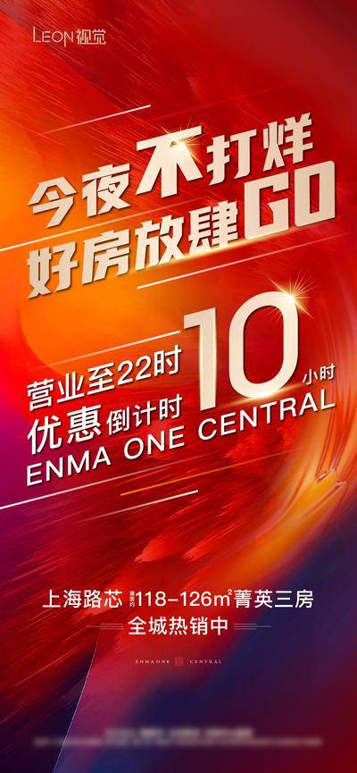 南门网 海报 地产 今夜不打烊 红色 热销 大气