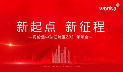南门网 背景板 活动展板 房地产 年会 城市 剪影