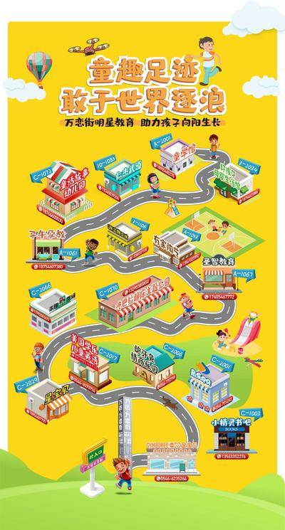 【南门网dcpsd.com】海报 教育 招商 创意地图 手绘 卡通 商铺