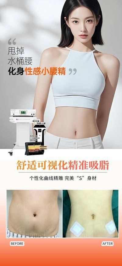 【南门网dcpsd.com】海报 医美 腰腹吸脂 案例对比 小蛮腰 模特