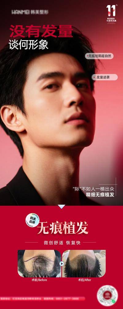 【南门网dcpsd.com】海报 医美 植发 案例对比 痛点 简约