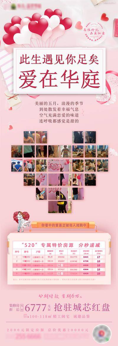 【南门网dcpsd.com】海报 长图 房地产 情人节 表白节 520 告白节 公历节日 爱心墙 特价房 表格 特惠 