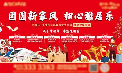 南门网 海报 广告展板 地产 返乡置业 安家 高铁 红色 价值点