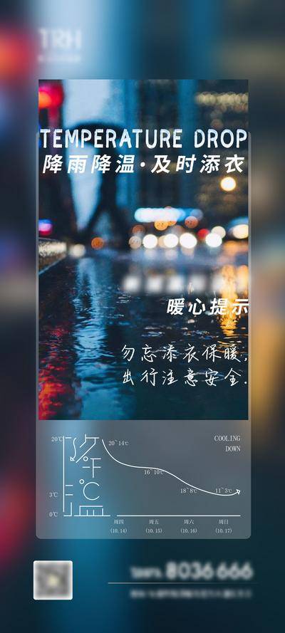 南门网 海报 地产 降温 雨水 温馨提示