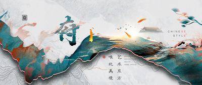 【南门网dcpsd.com】背景板 活动展板 地产 开盘 主视觉 新中式