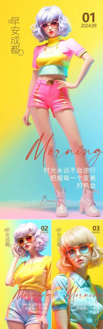南门网 海报 医美  早安图 日签 人物 多巴胺  系列
