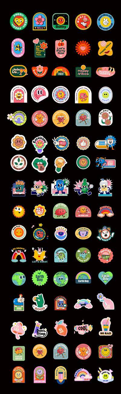 【南门网dcpsd.com】标签 贴纸 icon 酸性 插画 卡通 儿童节 童趣 缤纷