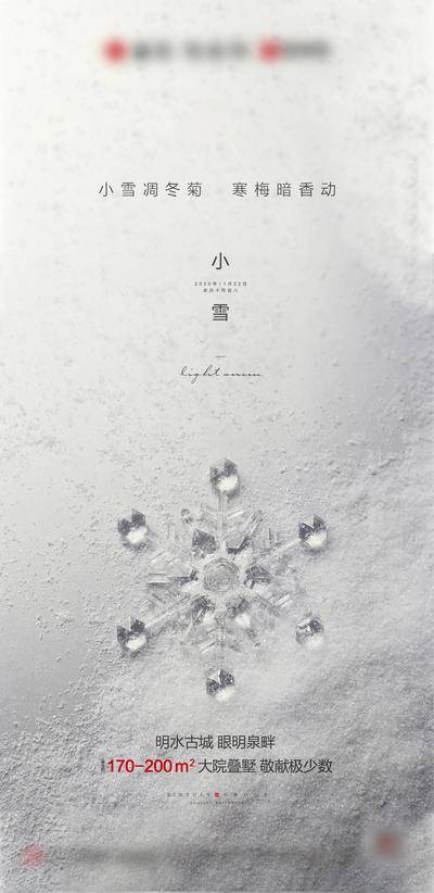 南门网 海报 房地产 小雪 二十四节气 雪花 简约