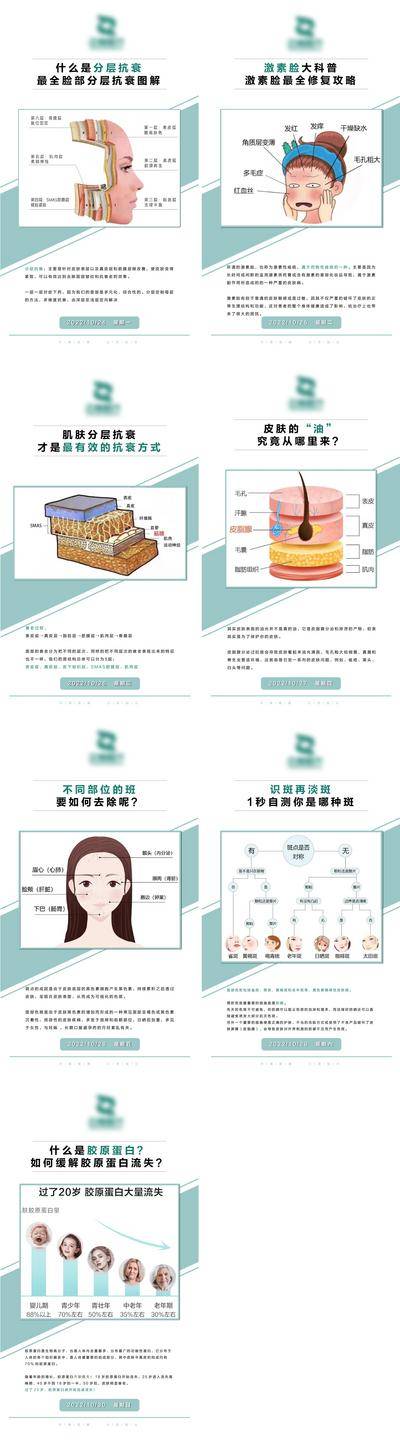 南门网 海报 医美 面部 抗衰 祛斑 护肤 科普 小知识 手绘 系列