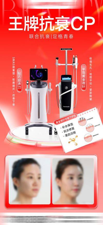 【南门网dcpsd.com】海报 整形 医美 超声刀 黄金微针 抗衰 功效 案例对比 仪器