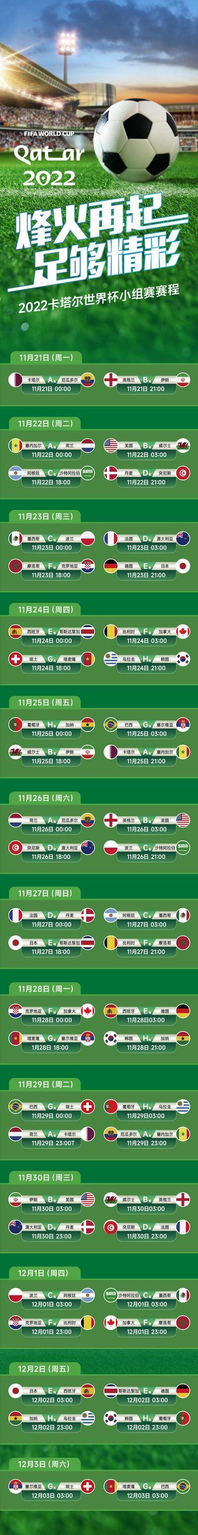 南门网 海报 长图  世界杯 足球赛 卡塔尔 比赛 赛程表 分组  球赛
