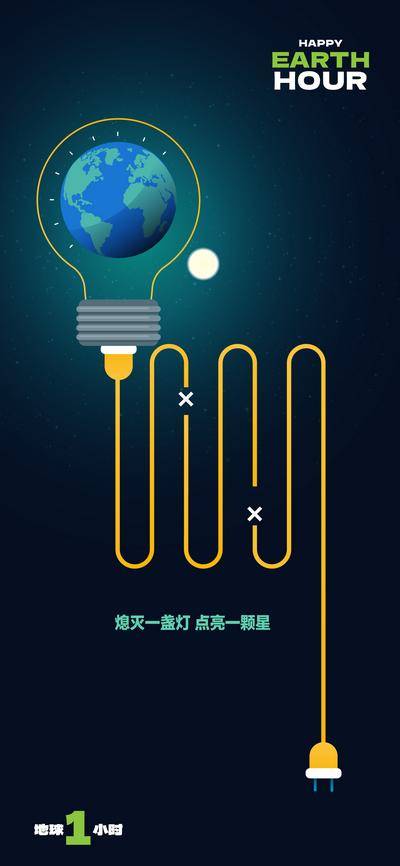 【南门网dcpsd.com】海报 房地产 公历节日 世界地球日 环保 熄灯一小时 灯泡 创意合成