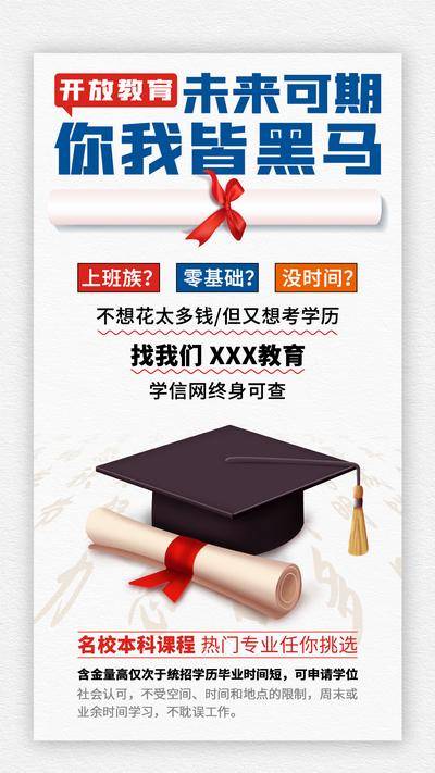 【南门网dcpsd.com】海报 教育 学历 课程 开放 毕业 博士帽