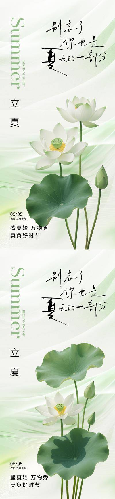 南门网 广告 电商 地产 立夏 节气 创意 系列 简约 夏天 夏季 夏日 二十四节气 传统 高级 荷花 艺术 美业 素材