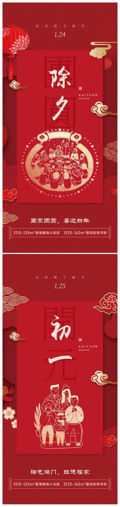 南门网 广告 海报 地产 除夕 红金