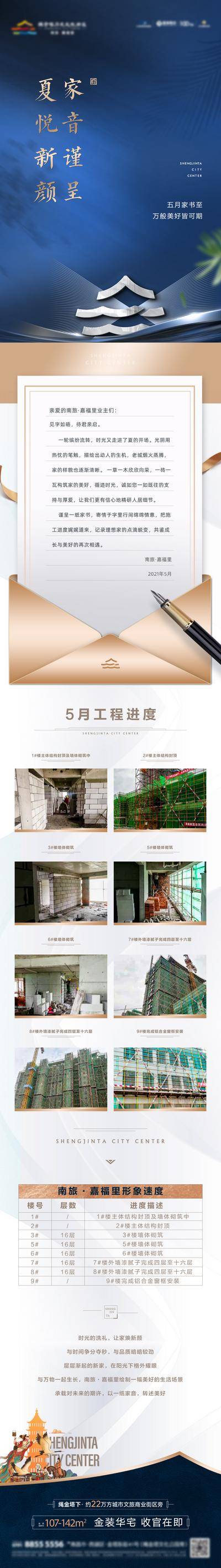南门网 广告 海报 地产 家书 施工进度 长图 品质