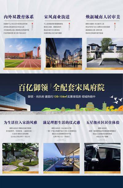 【南门网dcpsd.com】地产 中式 商业 三宫格 新宋风 地产海报 百亿 配套 教育体系 焕新 人居 宋韵 五星级 资质物业 宋式美观园林 宽敞阳台 去繁化简