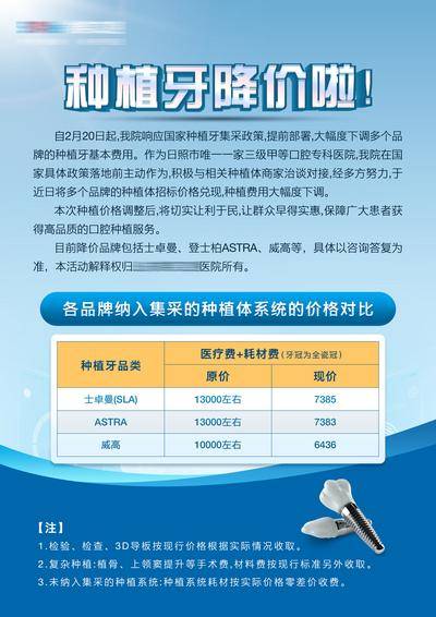 【南门网dcpsd.com】海报 医美 单页 口腔 种植牙 DM 集采 惠民 降价 价格 牙齿 齿科 大气 简约 对比