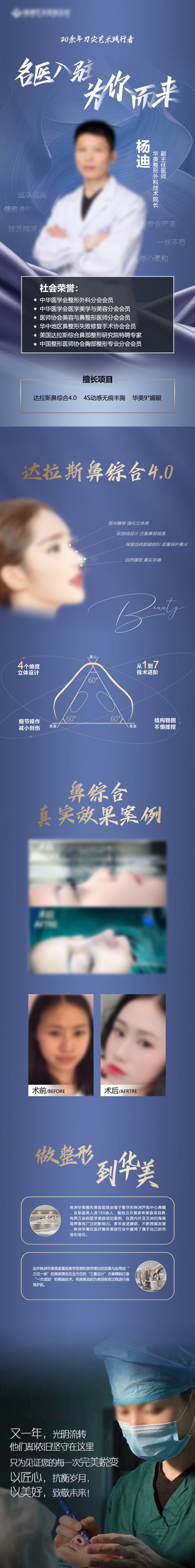 【南门网dcpsd.com】海报 长图 医美 专家 高端 整形 专家 眼 鼻 案例 介绍 蓝色 效果 大气 医生 对比 名医 入住 为你而来 层次感 名医
