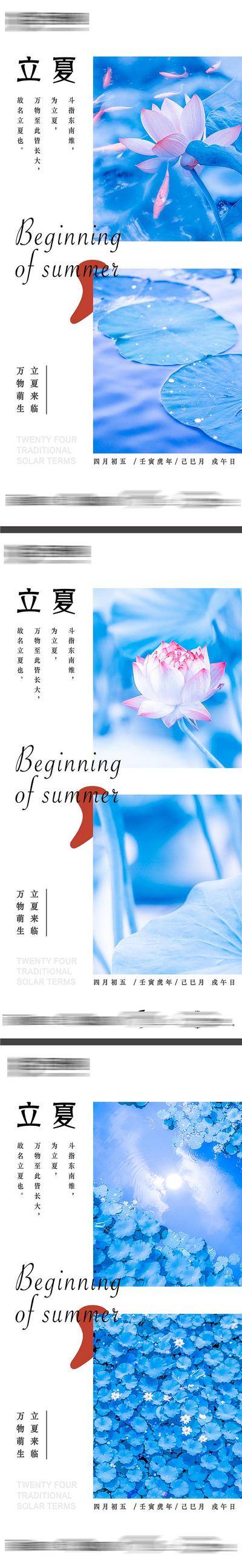 南门网 广告 海报 节气 立夏 荷花 系列