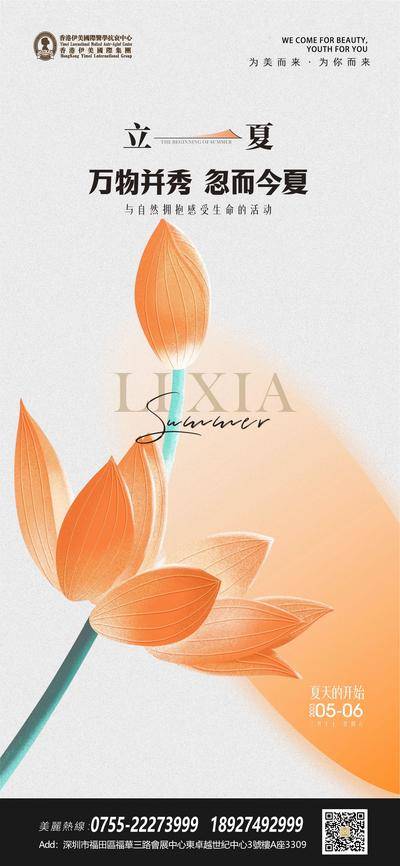 南门网 广告 海报 节气 立夏 医美 清新 插画
