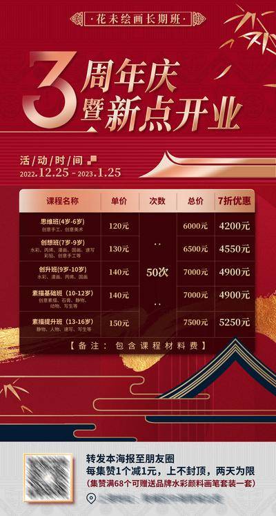 【南门网dcpsd.com】广告 海报 培训 绘画 画画 教育 促销 周年庆 红金 课程