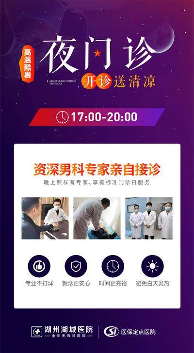 南门网 广告 海报 医美 门诊 医疗 诊疗 妇科 夜门诊 月亮 服务 24小时 急诊