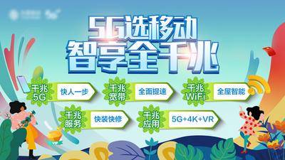 【南门网dcpsd.com】广告 海报 展板 插画 主画面 手绘插画 5G 千兆宽带 春季促销海报 快人一步 春季背景板 5G