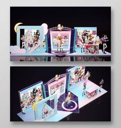 【南门网dcpsd.com】美陈 打卡点 DP点 展示 合影点 签到处 3D模型 C4D 中庭美陈 动漫IP