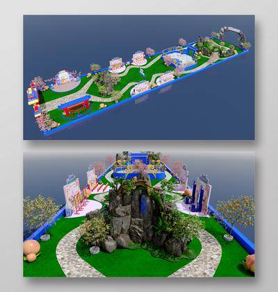 【南门网dcpsd.com】美陈 打卡点 DP点 展示 合影点 签到处 3D模型 C4D 中庭美陈 游园会