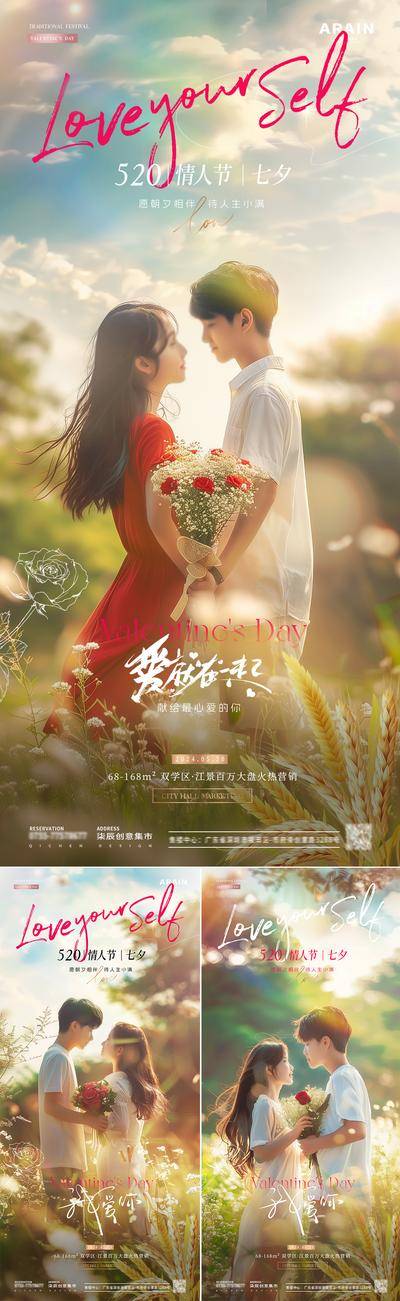 【南门网dcpsd.com】广告 海报 节气 520 节日 房地产 公历 告白日 情人节 七夕 小满 浪漫 情侣 对视 摄影 风景 阳光 满天星 玫瑰花 小麦 麦穗 意境 简约