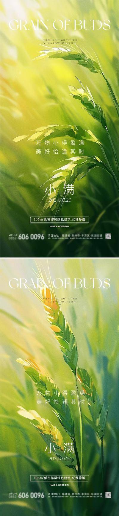 【南门网dcpsd.com】广告 海报 插画 小满 地产 节日 高端 创意 系列 芒种 520 24节气 麦穗 梯田 高级 房地产 公历 二十四节气 风景 唯美 系列