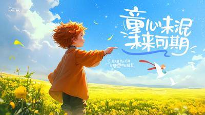 【南门网dcpsd.com】广告 海报 背景板 儿童节 电商 主画面 插画 地产 旅游 活动 节日 人物 创意 六一 儿童节 展板 61 梦想 出游 梦幻 少年 童真 活动展板 快乐 公历节日 简单