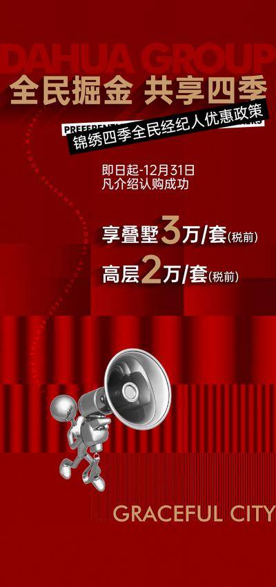 南门网 广告 海报 地产 经纪人 热销 经纪人刷屏 中介 红盘 土拍 交付 交房 红色 佣金 老带新