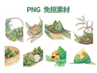 南门网 免抠素材 PNG 端午节 元素 插画素材 手绘风格 粽子 节日元素 端阳节 龙舟节