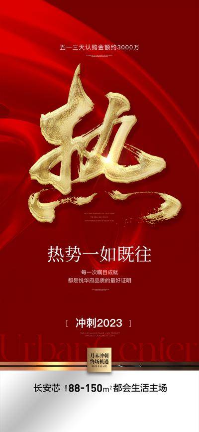 南门网 广告 海报 地产 大字报 金属 质感 红金 肌理 冲刺 战报 喜报 业绩