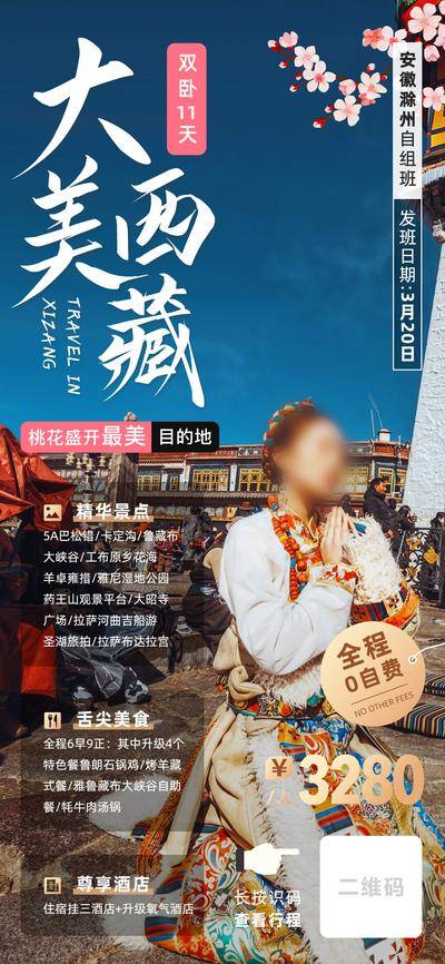 【南门网dcpsd.com】广告 海报 电商 西藏 长图 展架 旅游 巴松措 桃花 川藏 布达拉宫 西藏 西藏旅游 易拉宝