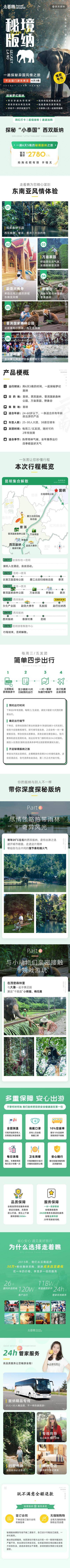 南门网 广告 海报 电商 云南 长图 旅游 热带雨林 傣家村寨 勐泐大佛寺 景洪 野象谷 普洱 西双版纳 详情页 云南