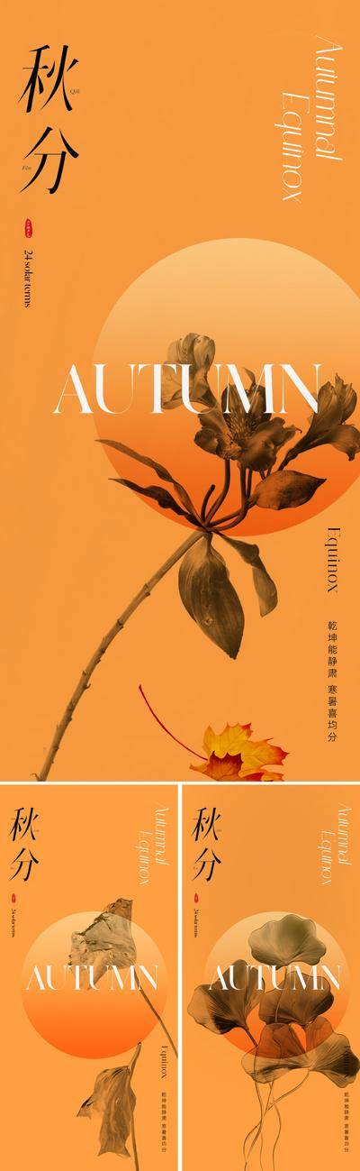 【南门网dcpsd.com】广告 海报 地产 秋分 节气 质感 美业 秋天 秋季 花 花卉 夕阳 橙色 日暮 金黄 高级 清新 意境 唯美 现代