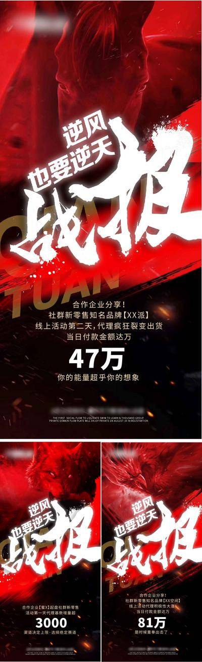 南门网 广告 海报 电商 大字报 系列 宣传 企业 招商 合作 私域 团队 社群 团购 微商 模板 战报 热血 红色