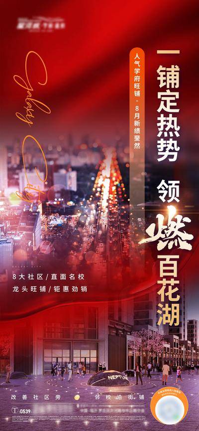 南门网 广告 海报 地产 商铺 红金 热销 商业 月度 造势 旺铺 开店 商店 学府