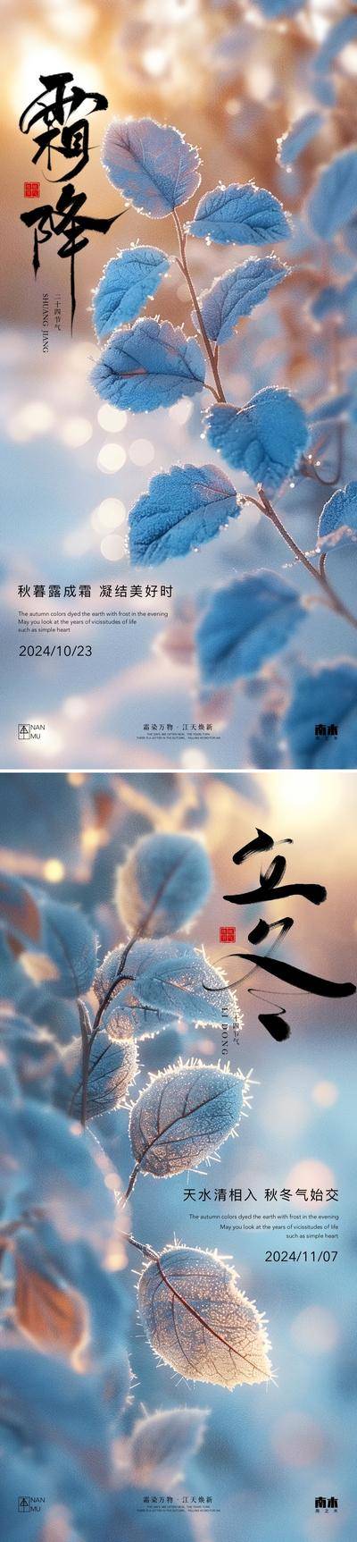 南门网 广告 海报 节气 霜降 系列 寒冷 微距 唯美