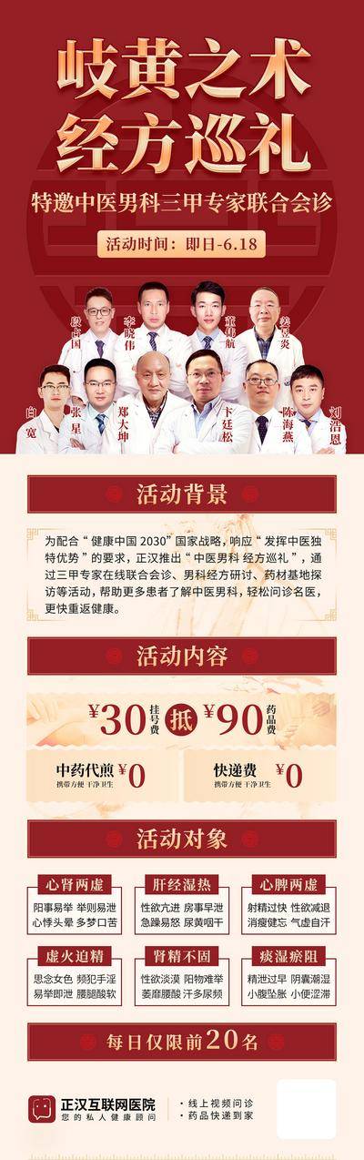 南门网 展板 背景板 专题 中医 长图 展架 促销 中式 中国风 红金 中国红 红色 易拉宝 中医男科 男科 巡礼 岐黄之术 经方